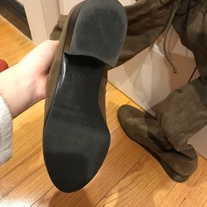 Over The Knee Suede Glove Boots - Olive 38